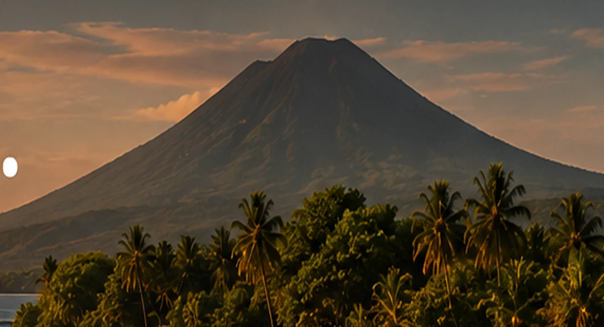 Volcanic landscape and tropical coast