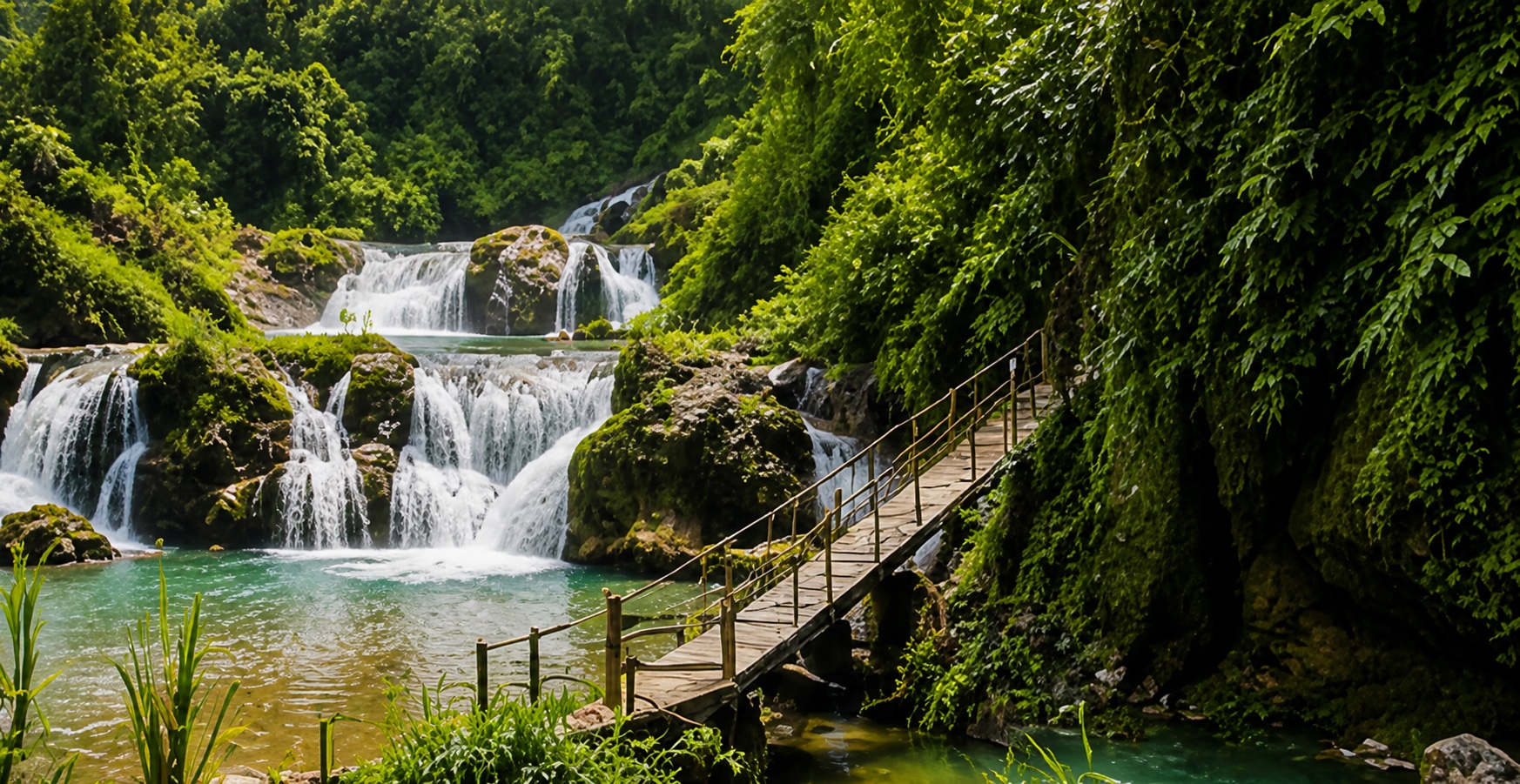 Green tropical waterfall landscape inspired by El Salvador